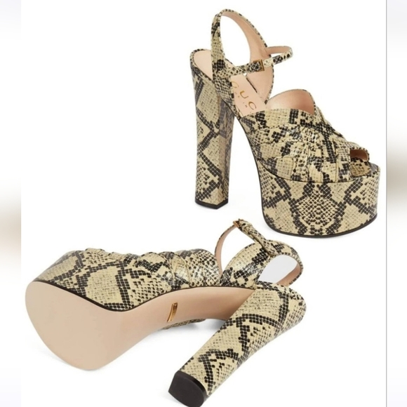 Gucci Python Print Leather Sandals size 42 - Picture 2 of 9